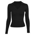 thumbnail image 2 of LiuXxxx Women's Long Sleeve Crew Neck Slim Fit Casual Basic Soft Tee Black XL, 2 of 8