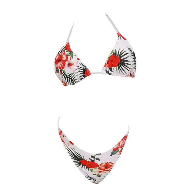WTXUE Ensemble de Maillot de Bain Bikini Taille Haute Maillot de Bain Deux Pièces Imprimé Triangle Col Bikini Maillot de Bain Ajusté Ensembles (Femmes) Taille m