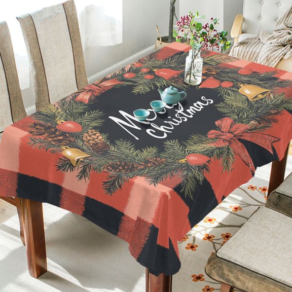 BZSMCE Square Tablecloth Design Elegant Plaid Christmas Painting Pattern Tableclothes