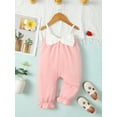 thumbnail image 2 of 12 Months Baby Girls One-piece Bodysuit 18 Months Girls Sleeveless Jumpsuit Toddler Girls Suspender Bodysuit Pink, 2 of 6