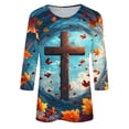 thumbnail image 5 of DDAPJ pyju Christian 3/4 Shirts for Women Easter Holiday T Shirt Religious Cross Graphic Tees Jesus Faith Tops Sky Blue XXL, 5 of 6