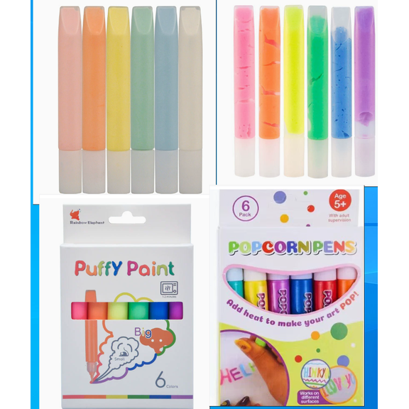 Preplabs Popcorn Pens - 6 Colors Heat-Activated 3D Puffy Bubble Markers for Teens, Magic DIY Art Crafts on Canvas, Fabric & Paper