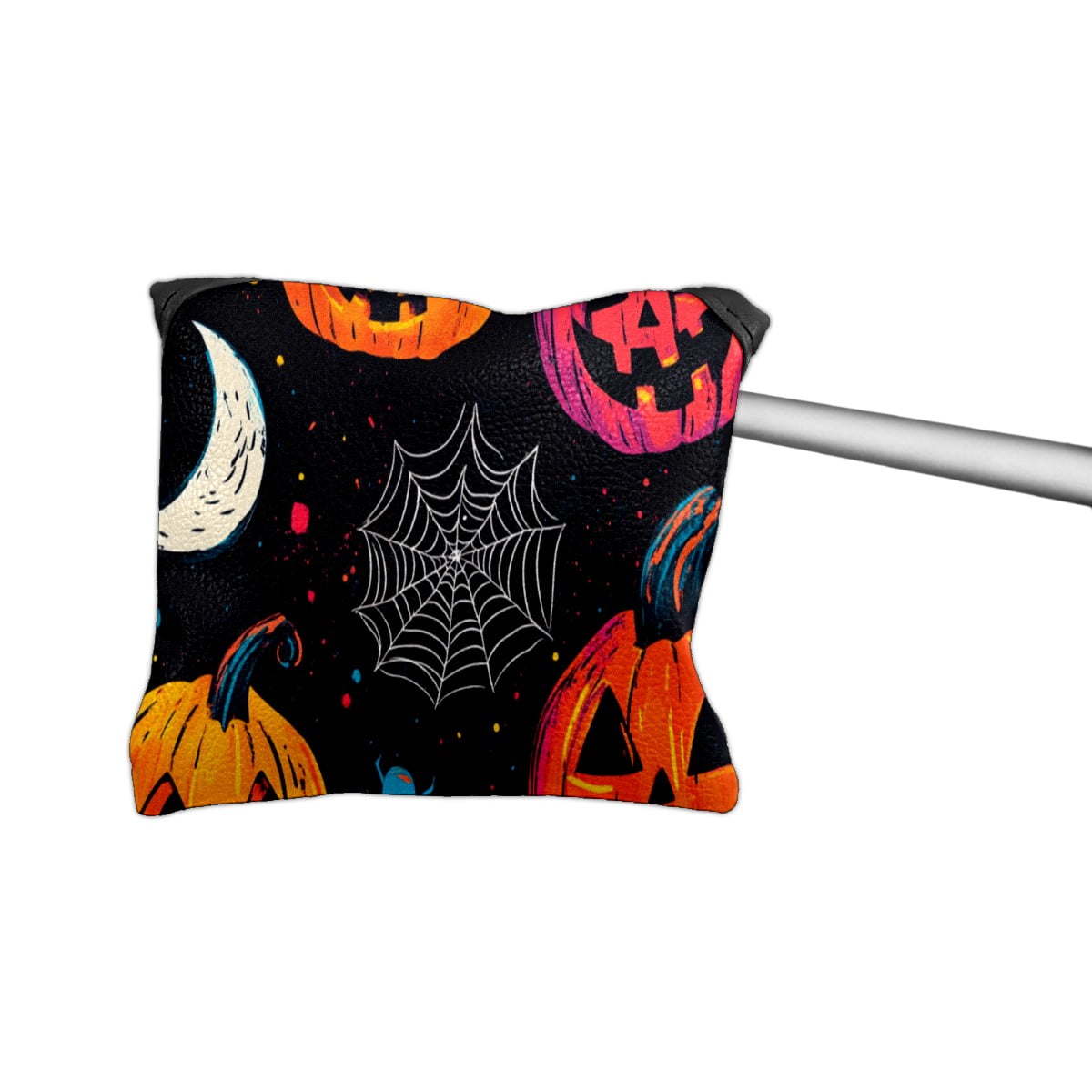 Golf Mallet Putter Cover Premium Leather Waterproof Golf Putter Head Cover with Magnetic Closure Cute Halloween Pumpkin