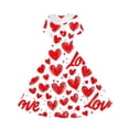 thumbnail image 6 of Afuyipoi Girls Heart Peinted Dress,V-Neck Elastic Waist Short Sleeve Festival Dresses White 9-10, 6 of 7