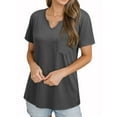 thumbnail image 4 of Women V Neck Short Sleeve Front Pocket T-Shirt, 4 of 7