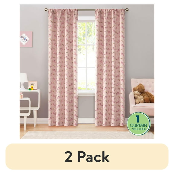 (2 pack) Your Zone Blackout Curtain Panel with Glow in the Dark Print, 1 Panel, Pink Unicorn, 37" W x 84" L