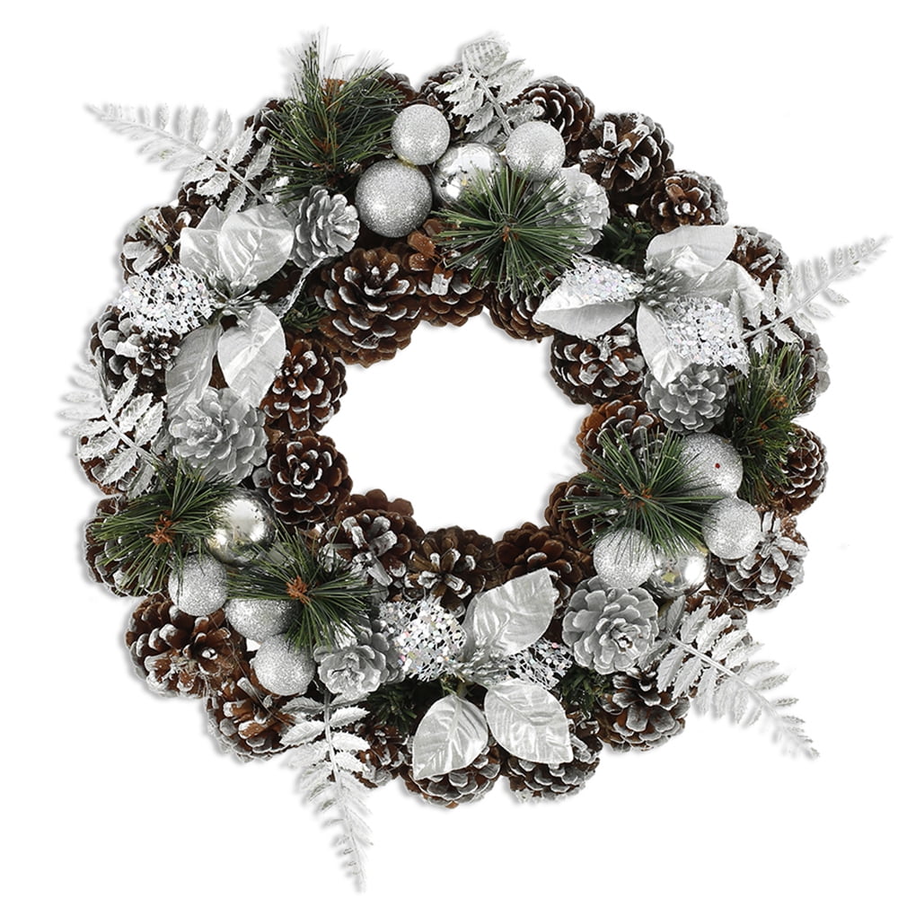New Christmas Sparkle MISTLETOE RED BERRY PINECONE TEARDROP Wreath Swag 20" 
