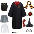 thumbnail image 2 of Disfraz unisex de Hufflepuff para adultos, niños, niñas, mujeres y hombres, uniforme de la escuela de magia de Hermione, disfraz de mago Potter para Halloween, 2 of 5