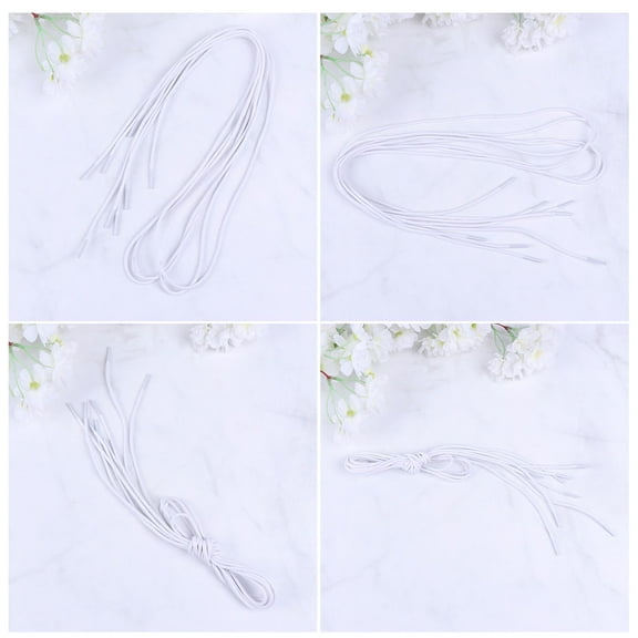 Soimiss 10Pairs Thin Round Waxed Shoelace White Cotton for Durable Dress Shoes Tying