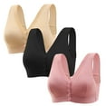 thumbnail image 1 of Timegard 3pc Front Closure Bras for Women Plus Size Wirefree Full Coverage Comfort Everyday Bralette, 1 of 3