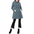 thumbnail image 3 of INSPIRE CHIC Women's Coat Double Breasted Midi Length Stand Collar Long Sleeve Coat M Oxford Blue, 3 of 9