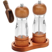 Tcwhniev 4Pcs Wood Salt and Pepper Grinder Set Abrasion Resistant Spice Grinder Coarse Fine Adjustable Salt and Pepper Mill Set for Home