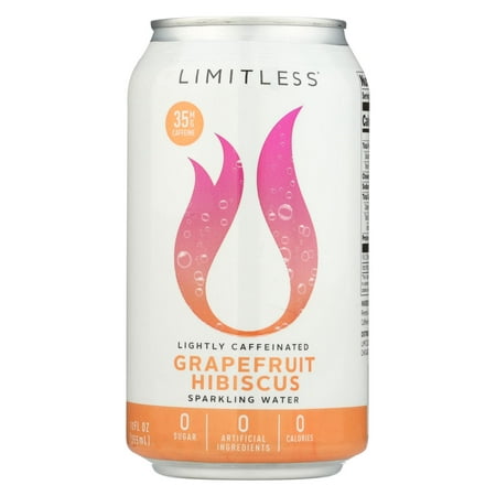 LIMITLESS Lightly Caffeinated Sparkling Water, Grapefruit Hibiscus, 12 Fl Oz, 8