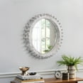 thumbnail image 2 of Tcbosik Wall Mounted Round Mirror, 17 inch Wooden Framed Circle Mirror, Gear Shape Vanity Mirror for Washroom Bathroom Bedroom Living Room Entryway, White Washed, 2 of 7