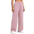 thumbnail image 2 of Cadmus Womens High Waist Stretch Wide Leg Lounge Pants Loose Fit Yoga Workout Sweatpants with Pockets, Pink, M, 2 of 9