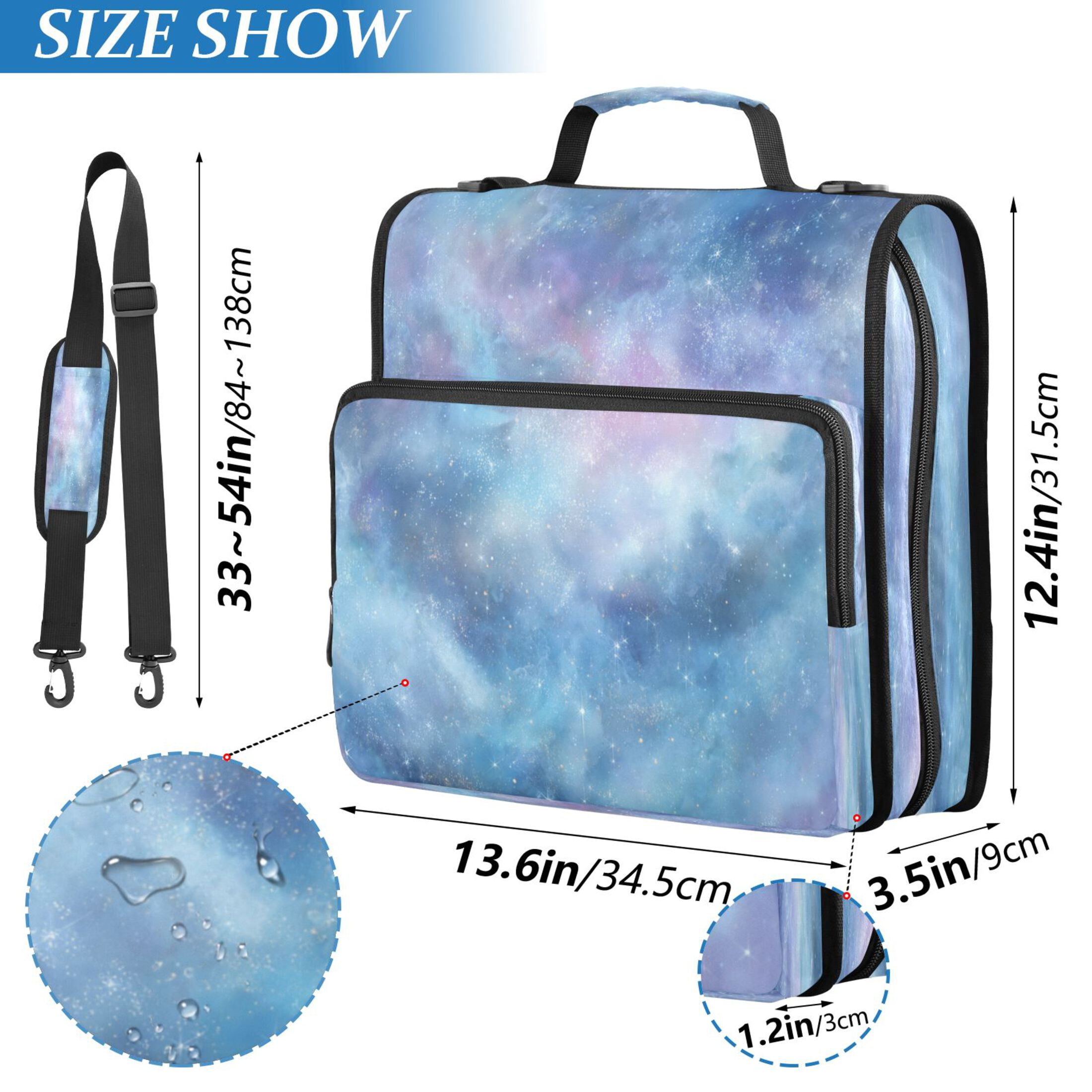 3 Ring Zipper Binder Stationery Organizer for Study Work Home Travel, All-Purpose File Folder Storage Bag for Daily Document Organization Seamless Cosmic Texture Design