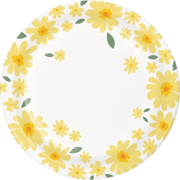 Sweet Daisy 7-inch Paper Plates 8 Per Pack