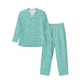 thumbnail image 1 of Fotbe Teal Turquoise Glitter Pijama de Hombre con Estampado de Manga Larga, Conjunto de 2 Piezas, Ropa de Dormir Suave y Cómoda con Bolsillos-Small, 1 of 7