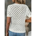 thumbnail image 3 of Women'S Casual Blue Top with Geometric Cutout Design - Loose Fit, V-Neck, Short Sleeve Sweater for Spring and Summer, Versatile and Stylish, 3 of 7