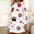thumbnail image 2 of Nfurl Womens Short Nightgowns Cute Heart Printed Long Sleeve Sleep Dress Soft Sleepwear House Dresses Ladies Nightgown Causal Loungwear White S, 2 of 5