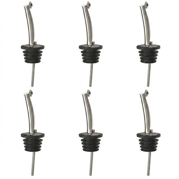 ROSEXIXI 6 Pcs Oil Spout Liquor Pourers Bottle Spout Speed Pourer Olive Oil and Vinegar Stopper Spout Automatic Flip Top Glass Bottle Pourer for Glass Bottles and Wine Toppers
