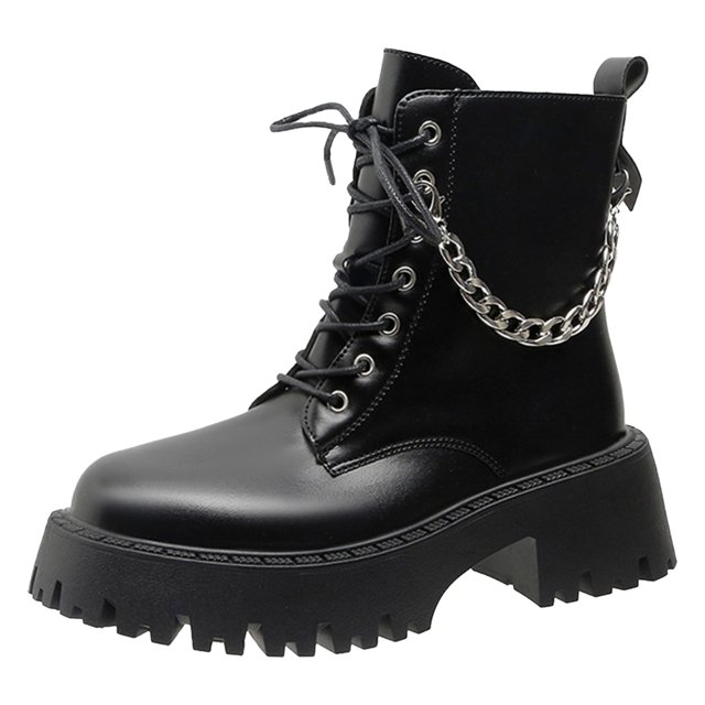 NECHOLOGY Botas Mujer Adulto Femenino Zapatos Botines mujer Mujer Suela gruesa Tacón grueso Cremallera Decoración de Ropa de abrigo de moda Botas para mujer (Black, 8)