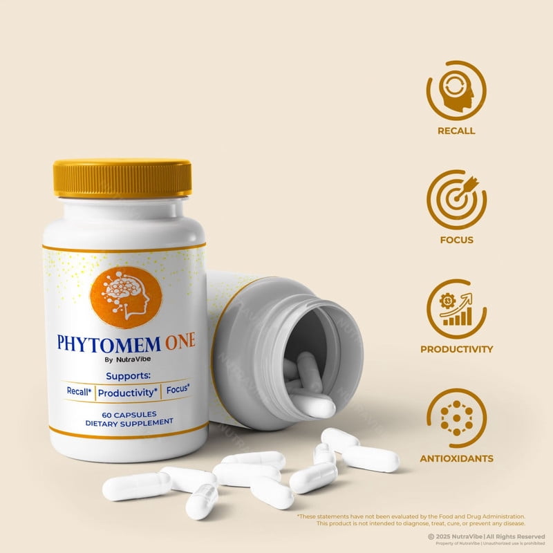 Phytomem One Pills – Daily Formula with a Natural Blend to Help Maintain Focus, Memory & Concentration | Clean, Gentle, Easy-to-Swallow Capsules for Everyday Sharpness (60 Capsules)