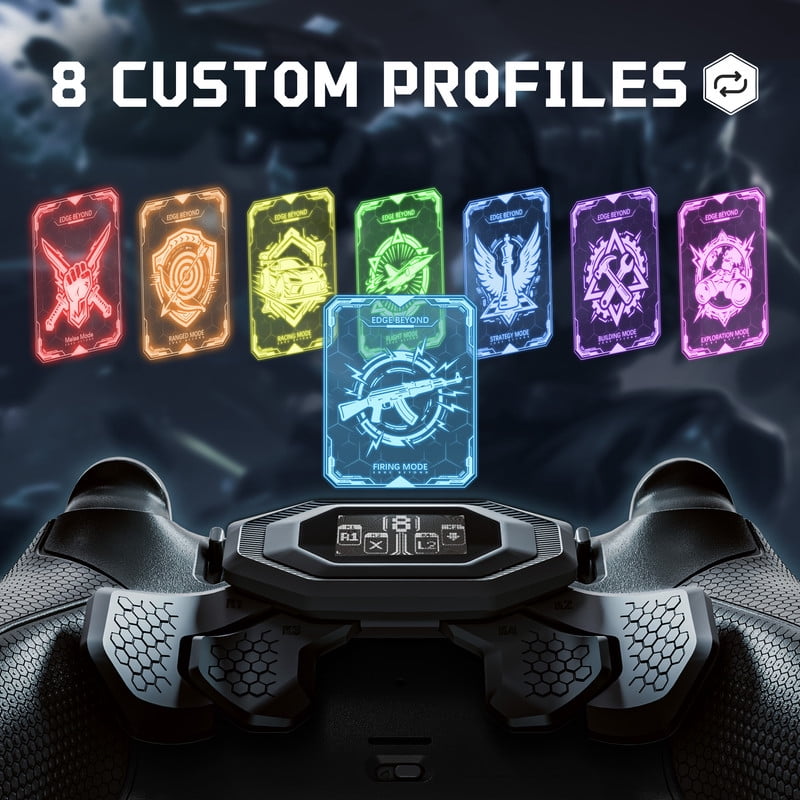 eXtremeRate BEYOND Kit for PS5 Edge - OLED Display Paddles w/ 4 Remappable Buttons & Rubberized Grip (Black)