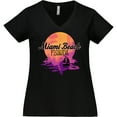 thumbnail image 3 of Inktastic Miami Beach Florida Vacation Sunset Women's Plus Size V-Neck T-Shirt, 3 of 5