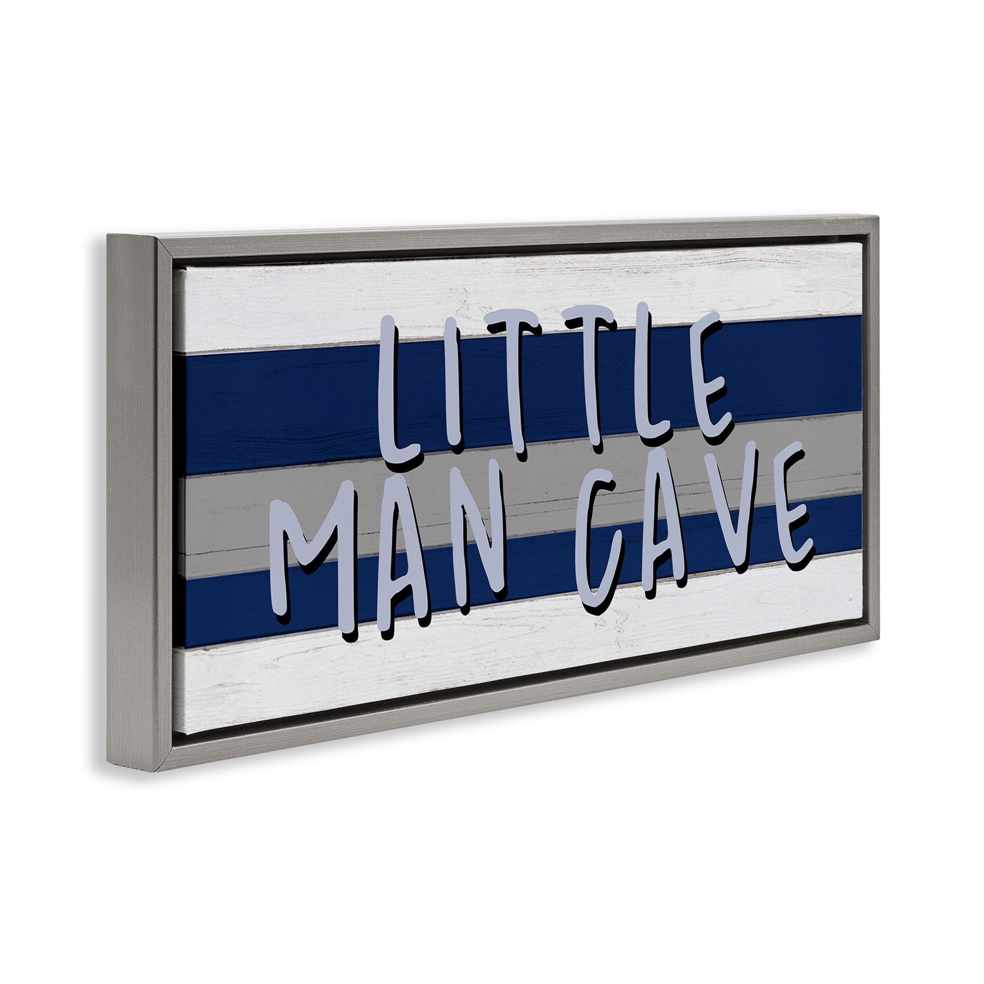 Stupell Industries Boy's Little Man Cave Typography Painting Gray Floater Framed Canvas Art Print Wall Art, 31 x 14