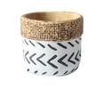 thumbnail image 1 of Livesture Vintage Geometric Pattern Woven Basket Indoor Planter B White M, 1 of 7
