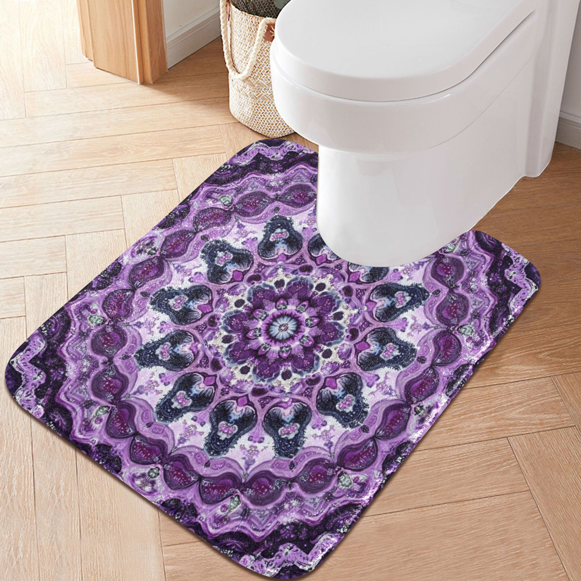 RMDQTR 2PCs Bathroom Rugs Set Plush Toilet Base Mat 16" × 24" Bath Mat and 20" × 24" U Shape Soft Rugs Non Slip Absorbent