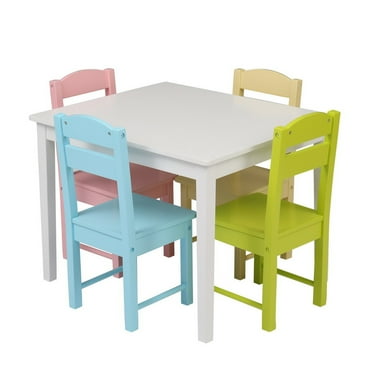 Lipper Childrens Rectangular Table and 2 Chairs Set with Shelves ...