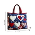 thumbnail image 4 of Floral American Flag Print Quilted Tote Patchwork 250 Anniversary USA 4th of July Patriotic Shoulder Bag Daily Handbag, 4 of 6