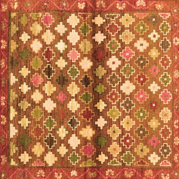 Ahgly Company Indoor Square Southwestern Orange Country Area Rugs, 3' Square
