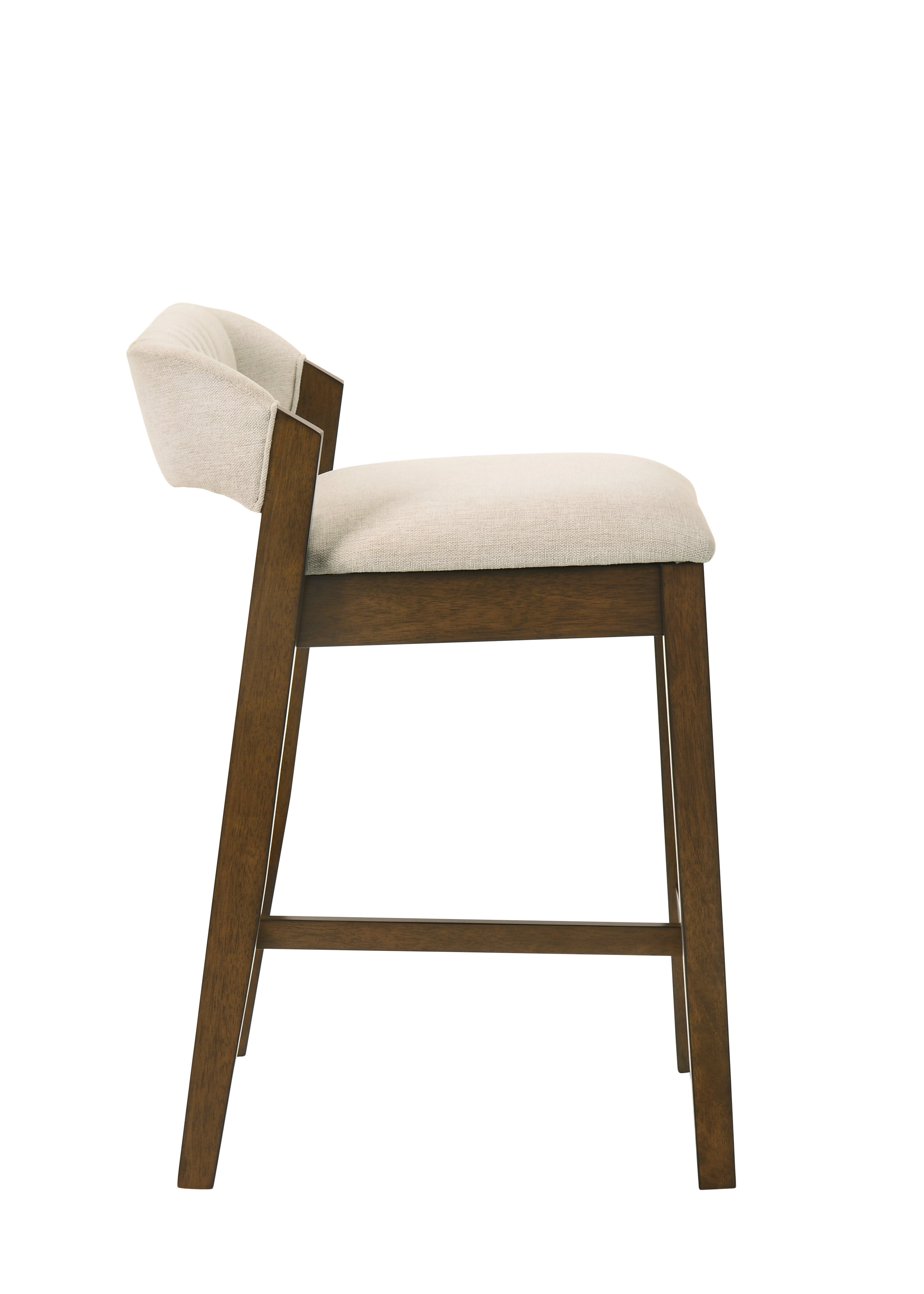 Landyn 30 in. Sepia Brown Bar Height Rubberwood Barstool with Ecru Fabric Seat - Set of 2