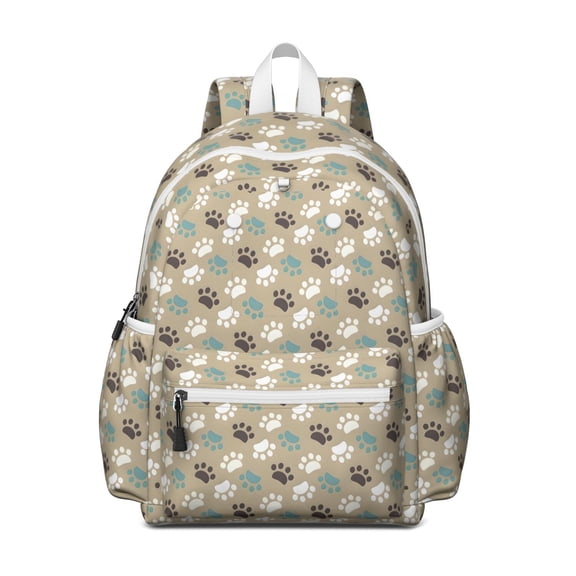 Paw Prints Backpack for School,Cute School Bag,Schoolbag with Adjustable Shoulder Straps & Padded Back,13.4"x11"x4.7"