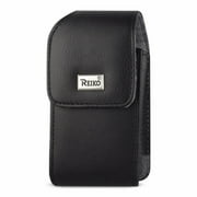REIKO WIRELESS Leather Vertical Pouch With Metal Logo In Black (4.4x2.3x0.9 Inches)