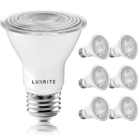 

Luxrite 6-Pack PAR20 LED Bulbs 7W=50W 3500K Natural White Dimmable Indoor Outdoor 500 Lumens Wet Rated E26 UL Listed