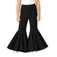 thumbnail image 2 of EnJoCho Toddler Girls Baggy Bell-Bottom Pants Loose Wide Leg Elastic High Waist Ruffled Flared Trousers Little Girls Soft Knit Flared Pants Elastic High Waist Bell Bottom Pants, 2 of 7