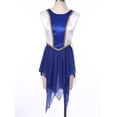 thumbnail image 7 of TiaoBug Womens Color Block Praise Lyrical Dance Dress Tunic Sides Split Irregular Liturgical Dancewear Blue M, 7 of 7