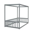 thumbnail image 6 of Miniyam Wood Twin Size Canopy Floor Bed with Guardrails for Kids and Teens, Gray, 6 of 7