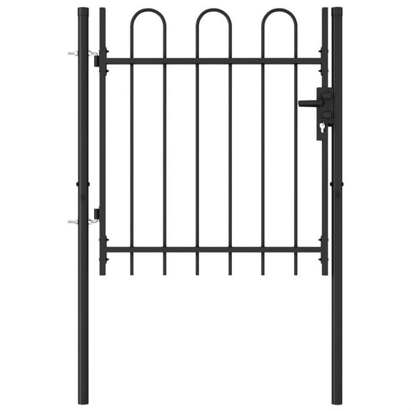 Casafoyer Fence Gate Single Door with Arched Top Steel 39.4"x39.4" Black