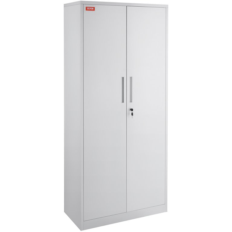 JAORD Metal Garage Storage Cabinet with Wheels, Broom Closet Storage Cabinet  with Hanging Rod, 71 Tall Rolling Tool Storage Cabinet with Locking Doors  and Shelves, Assemble Required 