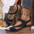 thumbnail image 5 of Pandaie Wedge Sandals for Women Strappy Open Toe Platform Slip on Walking Shoes Arch Support Ankle Strap Summer Beach Casual Sandal Black Size 7, 5 of 9