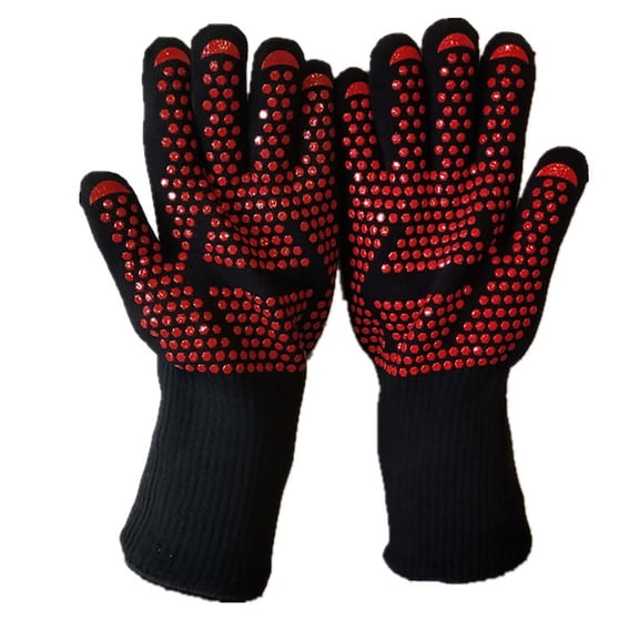 Silicone Heat-Resistant Grilling Gloves, 3-Layer Non-Slip Resistant 18-Inch Suitable For Bbq Baking Industrial Labor Microwave Oven Use, Withstand 500-800 Degrees