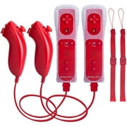 Wii Controller with Nunchuck and Motion Plus, 2 Sets of Red, Compatible with Nintendo Wii, Wii U