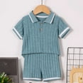 thumbnail image 5 of Tfken Toddler Children Girls Outfits Sets Size 18-24 Months Solid Color Short Sleeve Tops Shorts Trendy 2025 Striped Blue Outfit Set, 5 of 9