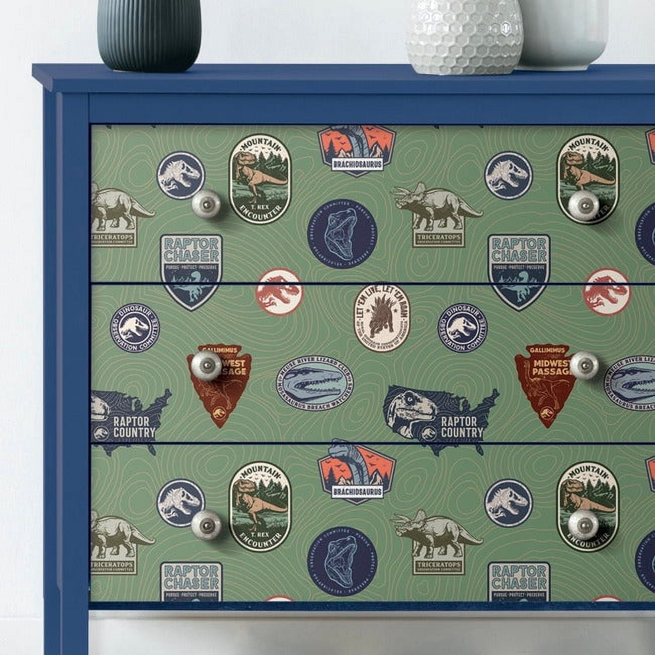 RoomMates Jurassic World Badges Vinyl Roll Wallpaper, 1 Roll