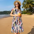 thumbnail image 4 of Cauagu Colourful Horses Print Summer Dresses for Women 2025 Loose Short Sleeve Casual Sundresses with Pockets, 4 of 6